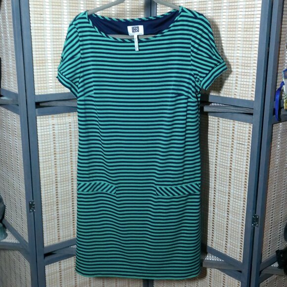 Laundry By Design Blue & Green Horizontal Striped Dress - Picture 1 of 4